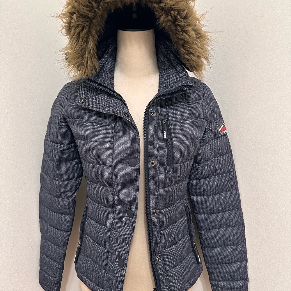 Gray SuperDry Hooded Women's Jacket